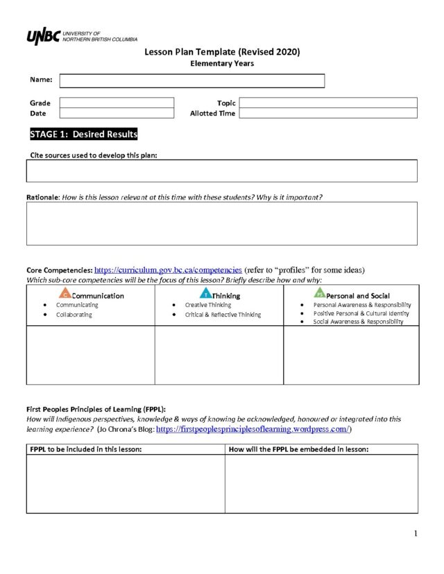 UNBC Lesson Plan Template EY 2020 (2) | Christine Ho Younghusband